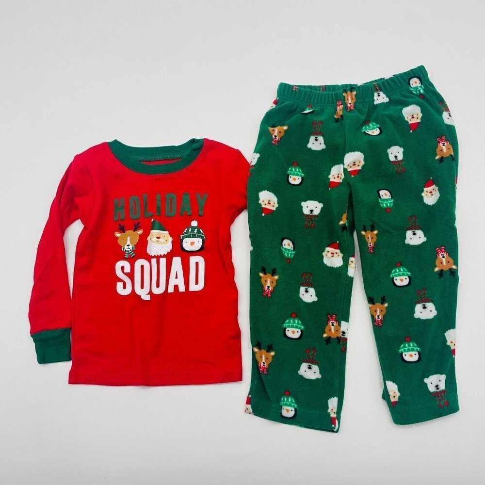 Carters Toddler Boys Size 2T Christmas Holiday Squad‎ 2 Piece Pajama Set 2186